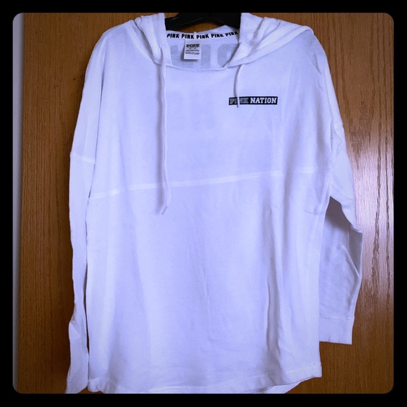 PINK Victoria's Secret Tops - VS PINK Nation thin white hoodie; size XS PINK Victoria's Secret Tops - VS PINK Nation thin white hoodie; size XS